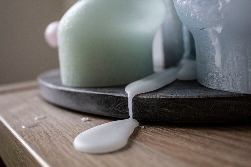 dry candle wax on counter