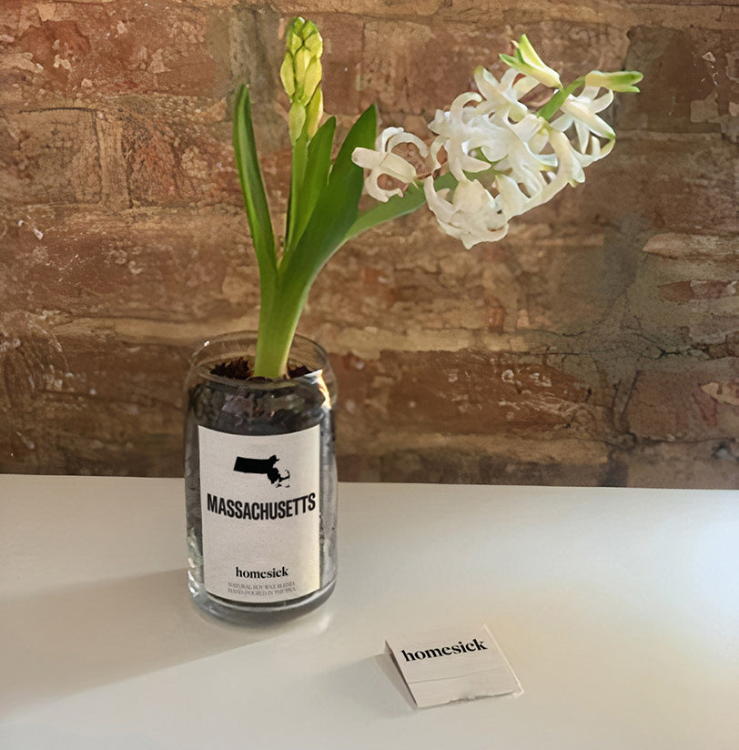 Massachusetts homesick reused candle jar