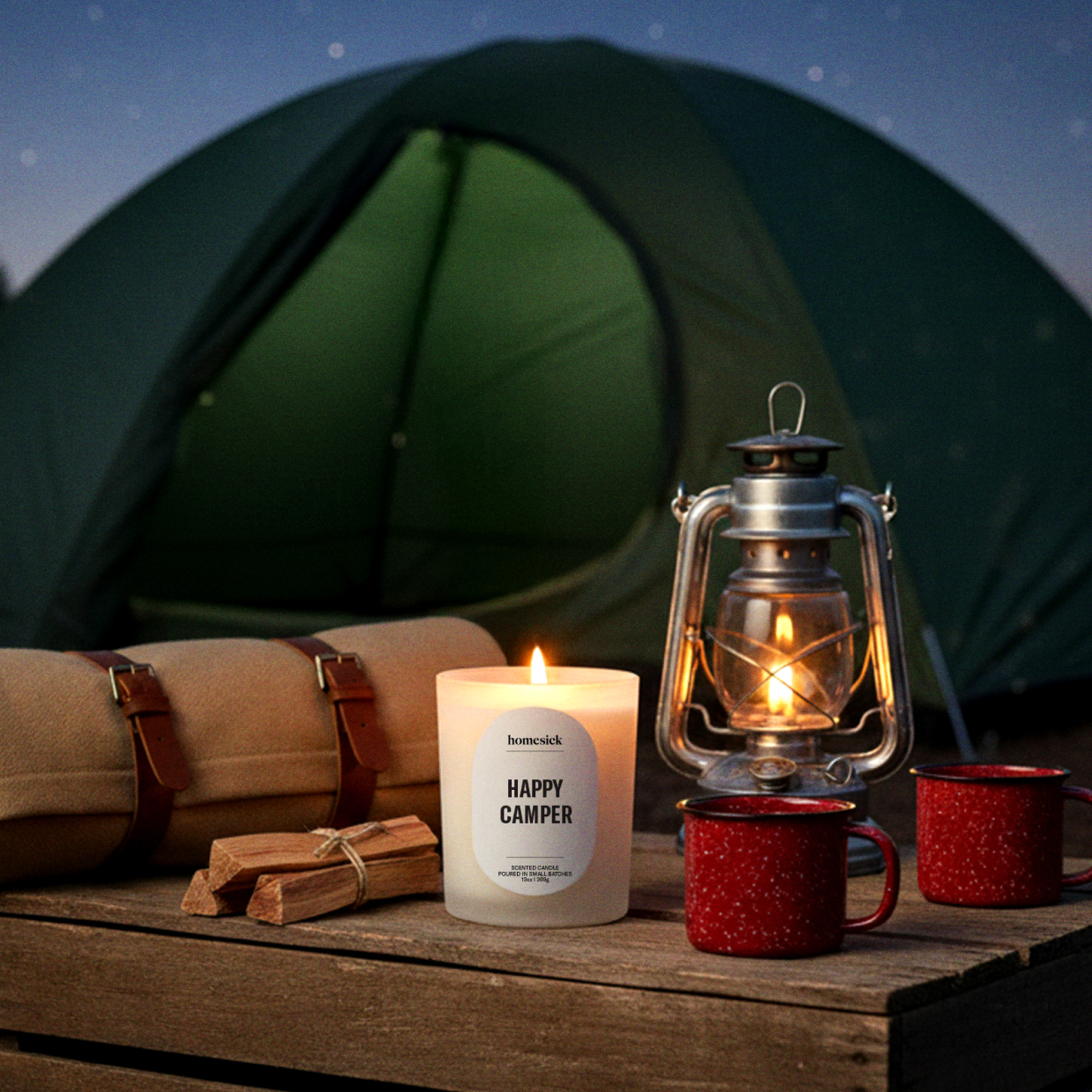 tent candle Homesick Happy Camper Candle