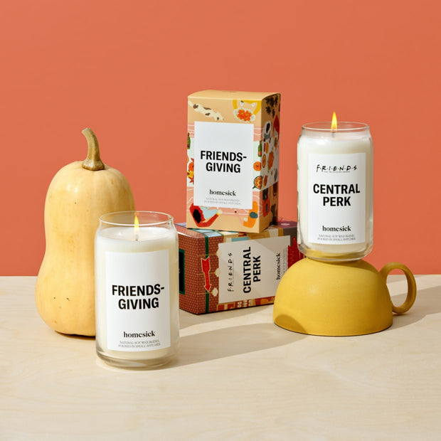 A group shot of the products in the Original Friendsgiving Candle bundle: Friendsgiving and Central Park.