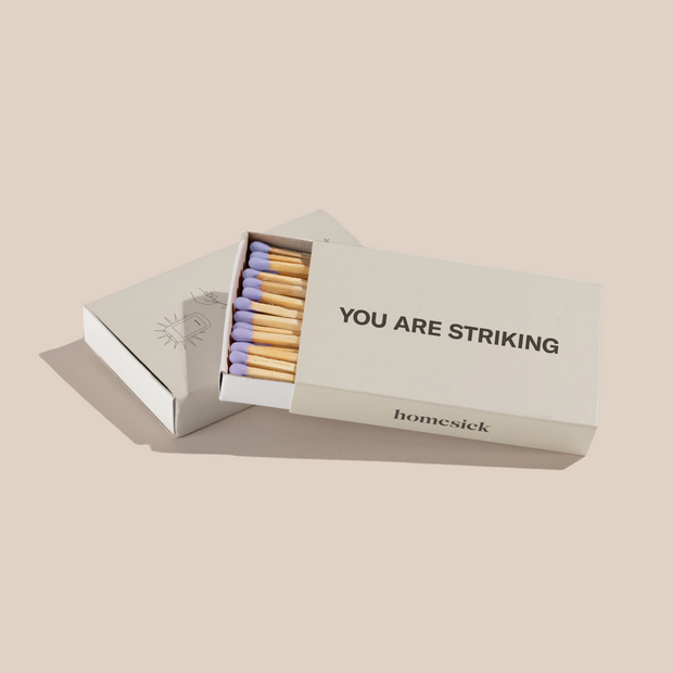 A box of "You Are Striking" oversized matches. 