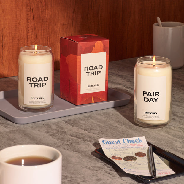 A group shot of the Road Trip and Fair Day candles.
