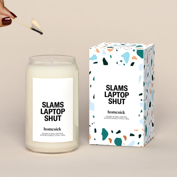 Slams Laptop Shut Candle