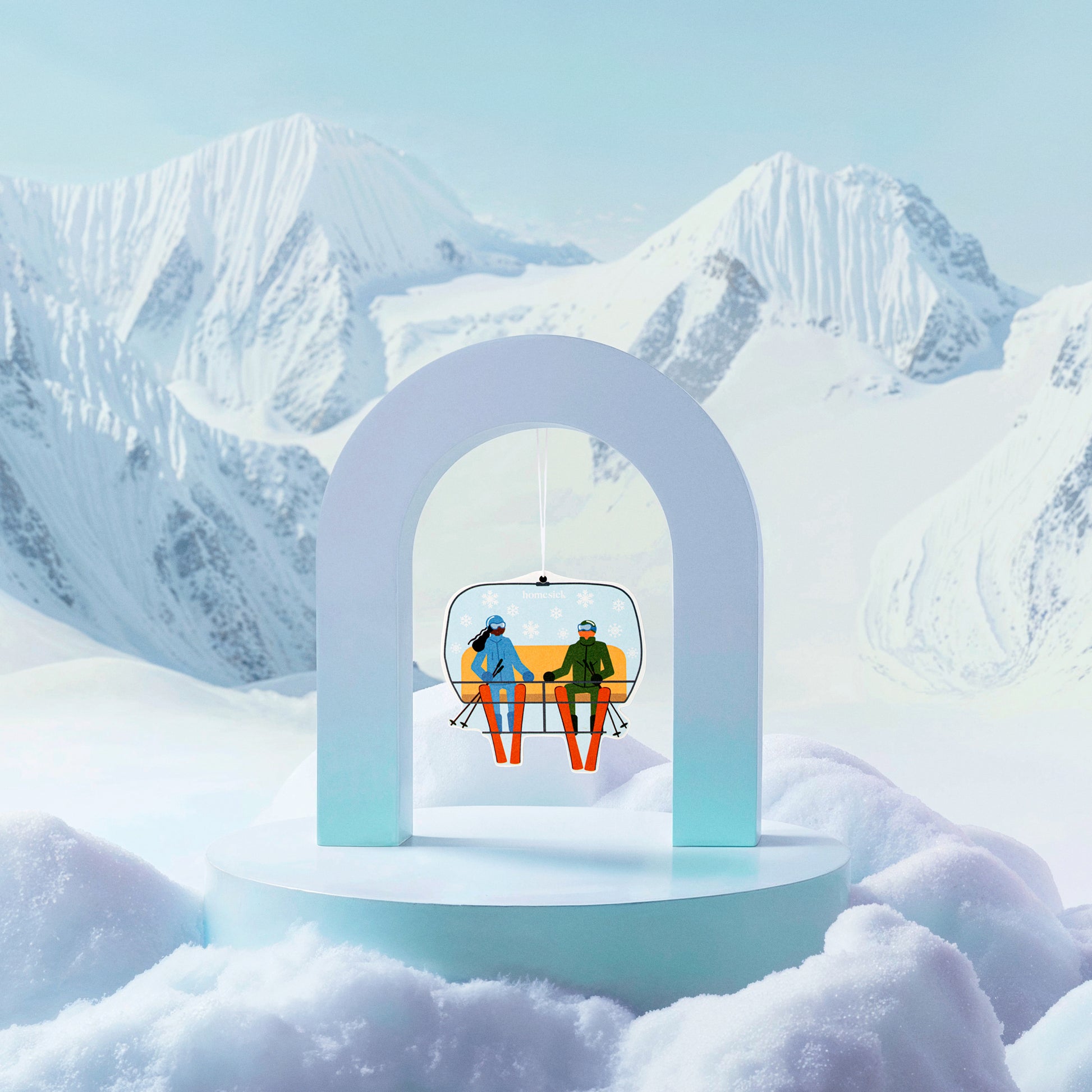 Car freshener on a stylized mountain background