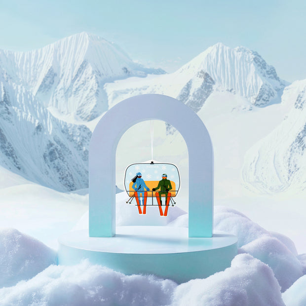 Car freshener on a stylized mountain background