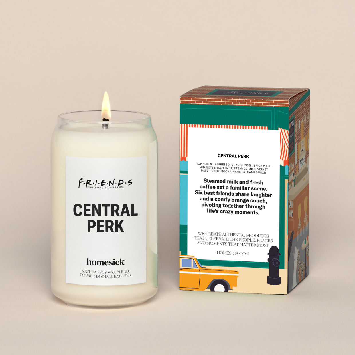 The Central Park candle with its packaging. The packaging shows the back label.