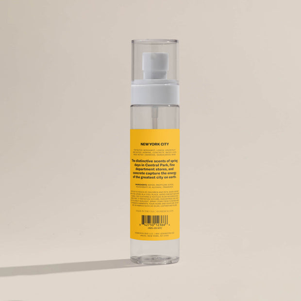 The New York City Room Spray displayed to show the back packaging.