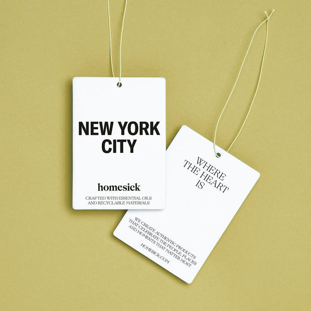 Two NYC Car Fresheners displayed on a sage green background.